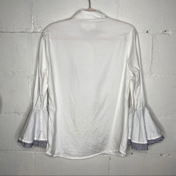 Birds of Paradis Trovata California Button Front Bell Sleeve Blouse Size Medium - Picture 6 of 8